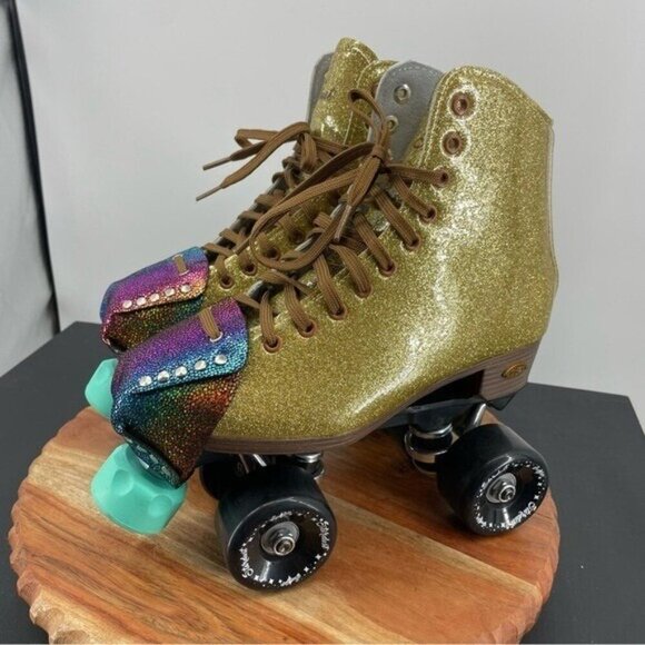 Sure Grip Gold Sparkle Stardust Quad Outdoor Indoor Hybrid Roller Skate, Sz. 5 - Picture 4 of 7